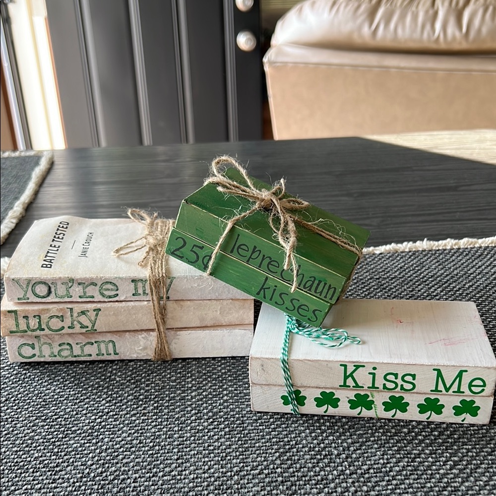 St. Patrick's Day Farmhouse rustic book stacks